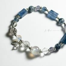 夜色旅人-原礦藍晶石.藍兔毛-純銀設計款手鍊