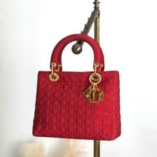 【 日本直送　名牌中古包 】Christian Dior クリスチャン ディオール カナージュ ハンドバッグ レッド ナイロン vintage cstet8