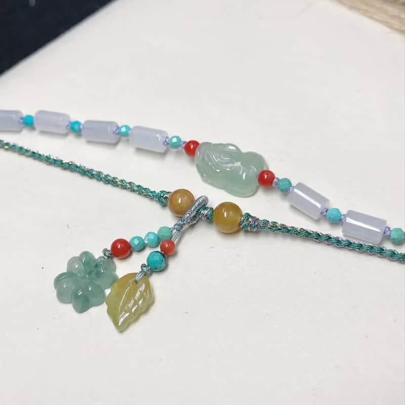 【招財神獸】冰種翡翠貔貅編織手鍊| 天然緬甸玉翡翠 | 送禮