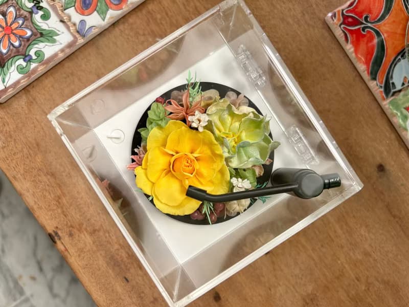 永生花 藍芽音響播放器 黑膠造型