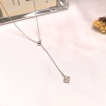 【Jewelry Ya 茱麗葉】伸縮墜 - Y字鍊 - 18K  白K金 小鑽項鍊