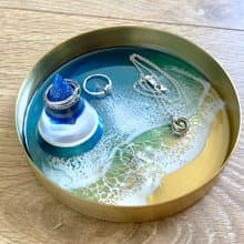 Stainless Steel Display Tray, Turquoise Ocean, Wedding Gift, Home Gift