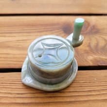【親翠】天然翡翠 冰烏雞帶綠帶紫石來運轉辦公桌小物 轉轉錢錢來