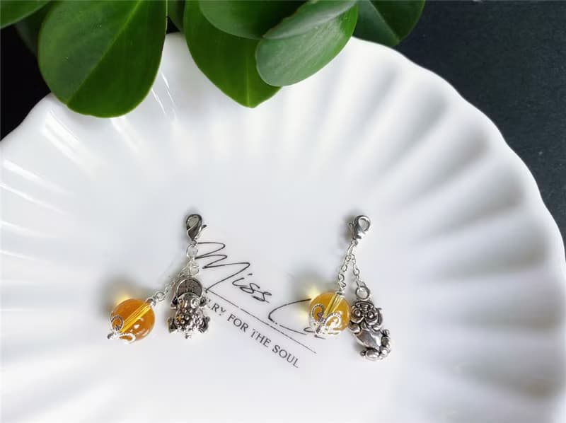 黃水晶 貔貅 蟾蜍 招財 隨意扣 小滴溜 可做項鍊 吊墜 禮物