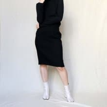 南瓜Vintage。古著 Versace 黑色 開衩 及膝裙