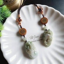 天然緬甸玉 翡翠 螭龍 錢幣 如意 一葉致富 發財 包掛 禮物