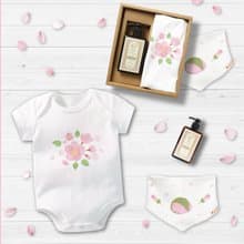 花見寶寶 櫻花 短袖包屁衣 三角巾沐浴露禮盒 寶寶 嬰兒 滿月