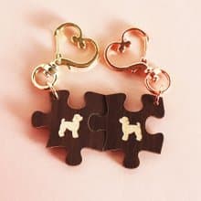 まるでチョコ 犬種３５種 パズル 木製キーホルダー ペアセット バレンタイン 2ピース 誕生日