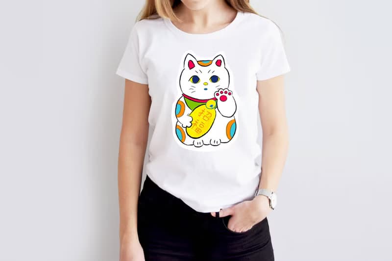 小飯糰  招財貓 招福 白色中性短T