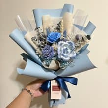 畢業季花束 粉藍永生花束