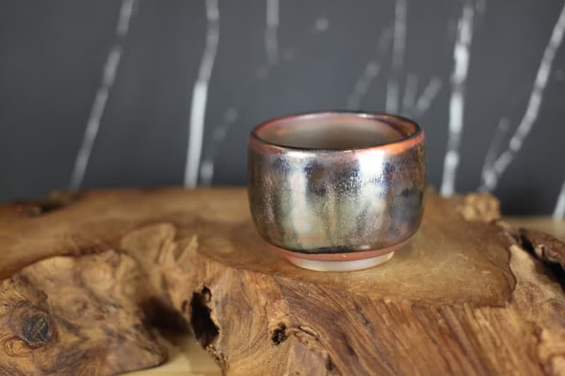 【母親節禮物】80ml 柴燒 鐵釉 手拉坯茶杯 鶯歌名家葉敏祥手作