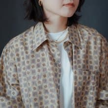 卡其真絲古董古著襯衫vintage母親節 禮物