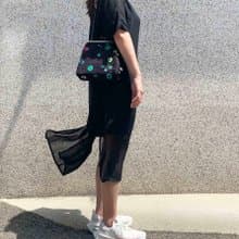 黑蕾絲與小彩花 口金包 後背包 肩背包 側背包 隨身包 小物包