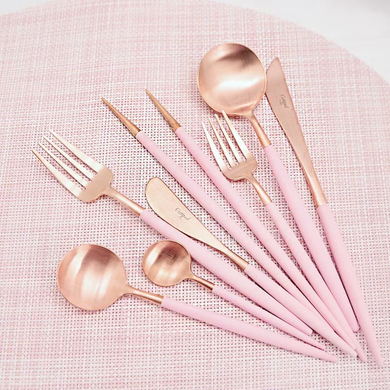 葡萄牙Cutipol GOA系列粉玫瑰金21cm主餐匙