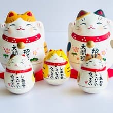 瀨戶燒藥師窯-招福大開運 搖搖招財貓-三花貓/虎斑貓