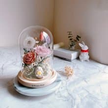 永生花 蒲公英 乾燥花 玻璃罩 情人節 生日 畢業 禮物 祝福 公仔