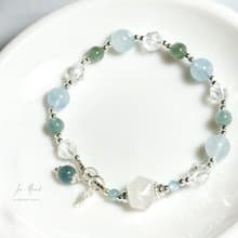 天光雲影-海水藍寶.月光石.藍晶石-純銀設計手鍊