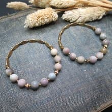 VIIART。奶昔。阿拉善瑪瑙黃銅手環|溫柔莫蘭迪天然石手鍊手鏈