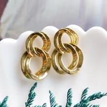 Vintage Jewelry 西洋古董飾品 金色調 垂墜 雙雙圈  針式耳環