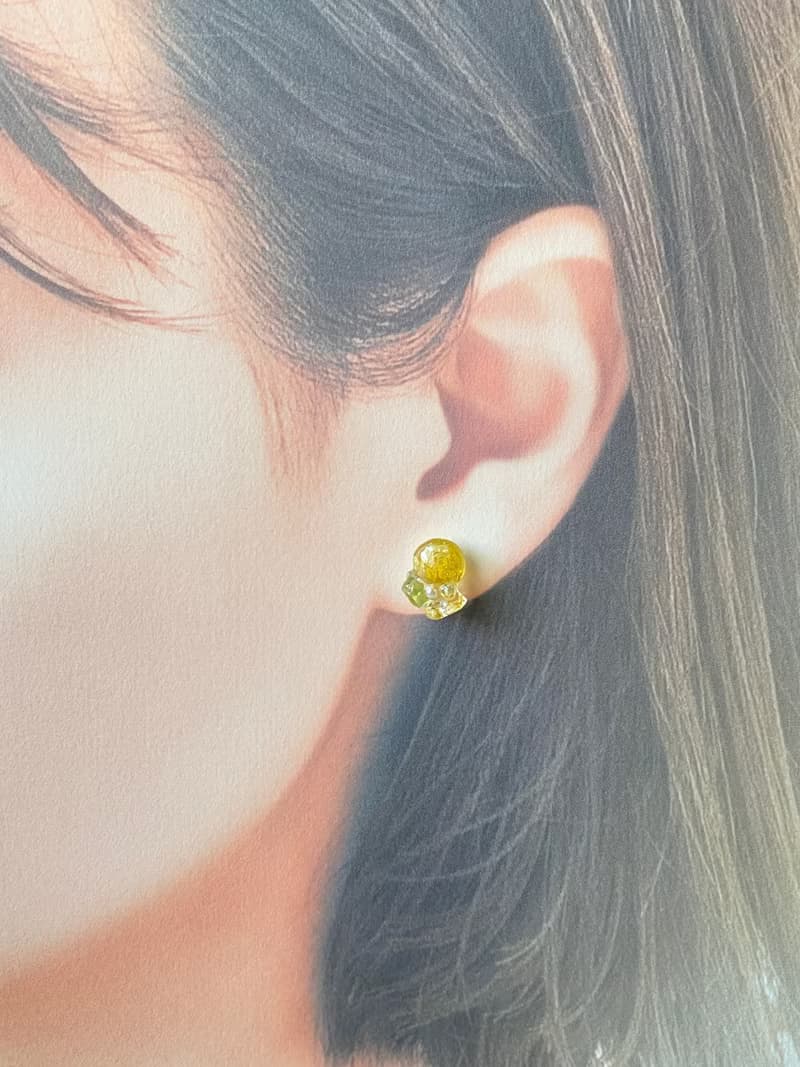 【不鏽鋼耳針・項鍊套裝組】金黃初秋光語 ・自然四季色彩