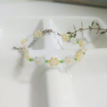 暖光串珠花手鍊-奶油黃