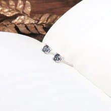極光黑 圓形純銀 3mm 單鑽耳環 爪鑲 925純銀 女生耳環 男生耳環