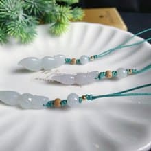 天然緬甸玉 翡翠 財壽 招財 健康 松鼠 包掛 禮物 手機掛