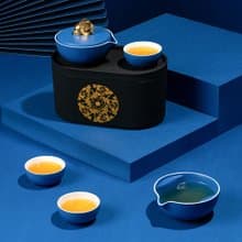 故宮宮廷文化 | 富貴吉象旅行茶具 茶壺茶杯 寶石藍款 聖誕禮物