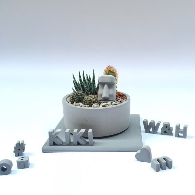 【摩艾綠意花園】迷你仙人掌造景DIY (水泥字要加購 ) 畢業禮物