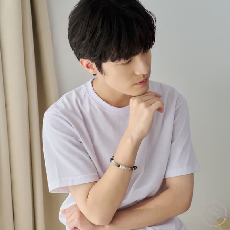 信使 | 銀曜石 黑太陽石 鷹眼石 拉長石 白瑪瑙 | 男款水晶手鍊