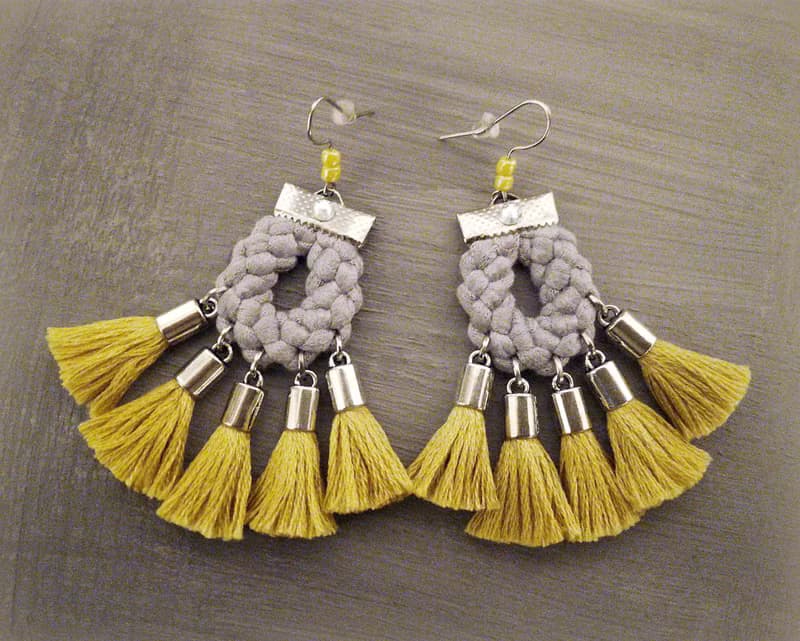 Womens Fashion Boho Tassel Earrings Yellow Gray Bohemian Jewelry Gift