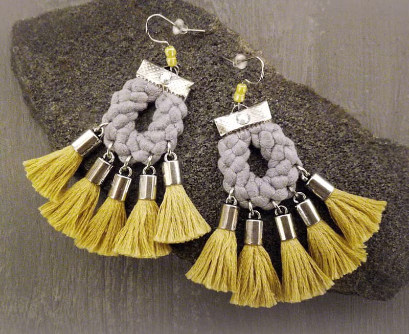 Womens Fashion Boho Tassel Earrings Yellow Gray Bohemian Jewelry Gift
