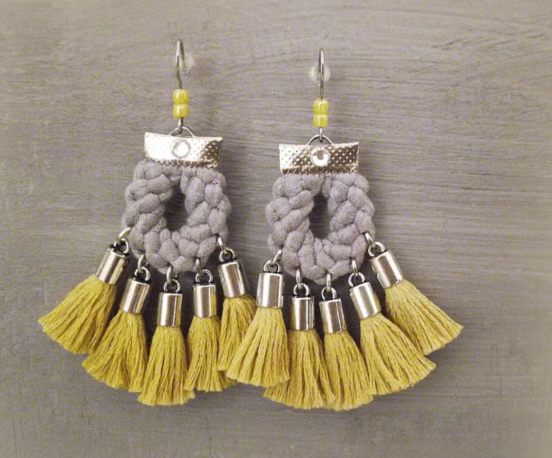 Womens Fashion Boho Tassel Earrings Yellow Gray Bohemian Jewelry Gift