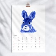2025 2026 年曆掛曆 好奇寶寶 青花系列動物畫 聖誕新年禮物 f8
