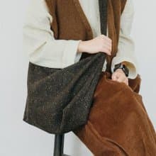 paleMoon| 蕎麥深棕羊毛呢斜挎包拉鏈大容量美拉德秋冬單肩包布包
