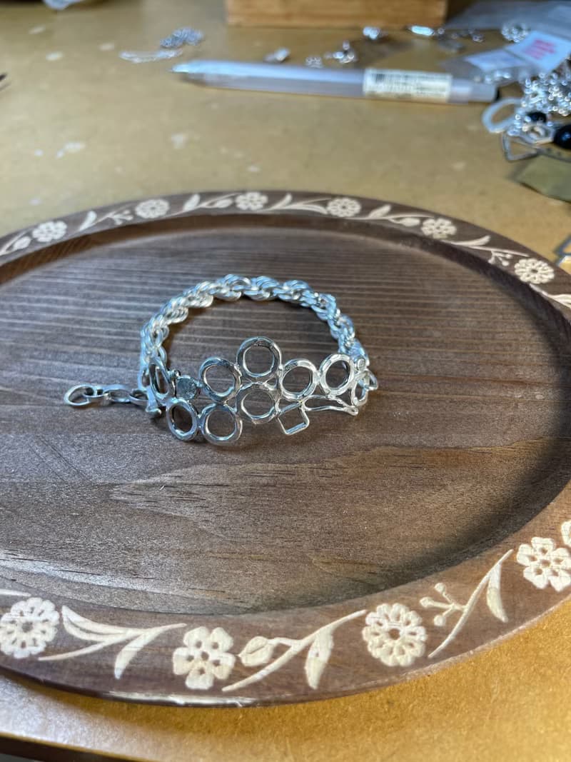 純銀鍛敲泡泡厚重手鍊