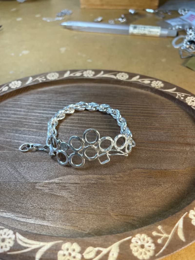 純銀鍛敲泡泡厚重手鍊