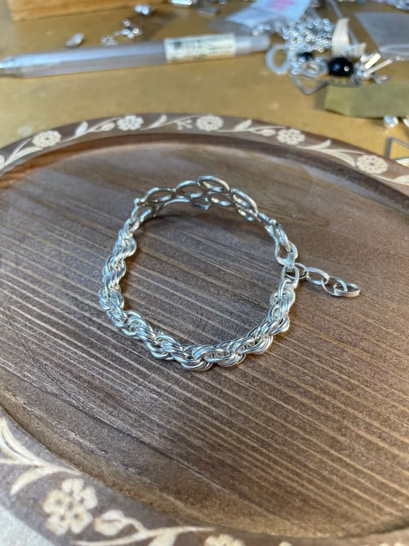 純銀鍛敲泡泡厚重手鍊