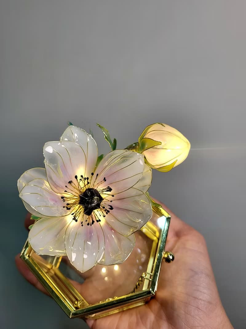 【沾浸藝術•玻璃飾盒】海葵花。小夜燈。生日禮物