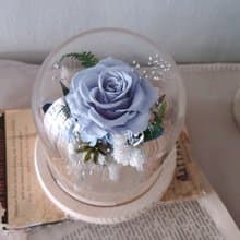 永生玫瑰玻璃罩夜燈 迷霧藍 情人節禮物 開幕禮物 工作室 生日