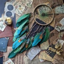 Handmade Green dream catcher | Natural dreamcatcher | ตาข่ายดักฝันสีเขียว