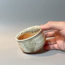 柴燒純瓷土主人杯 / 螺旋紋系列 / 小平凡手作