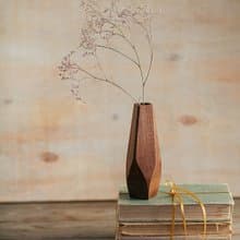 Wavy wood vase, minimalist flower vase