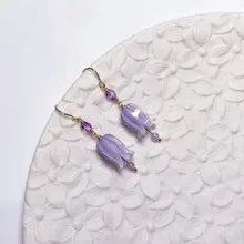 【微縮花房】藍鈴花。樹脂耳環。浪漫藍霧紫。可改耳夾。