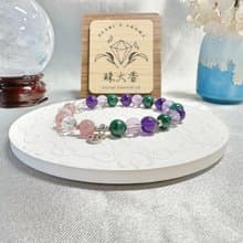 衡月星韻 — 孔雀石、紫水晶、馬達加斯加粉晶、白水晶、925純銀