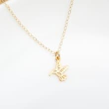 【Angel & Me】金色 蜂鳥 s925 純銀 厚鍍24k純金項鍊 生日 禮物