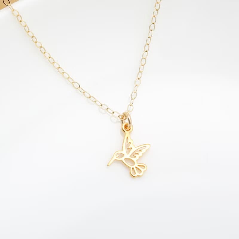 【Angel & Me】金色 蜂鳥 s925 純銀 厚鍍24k純金項鍊 生日 禮物