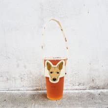 台灣犬 / 米克斯 4色 造型隨行飲料杯套提袋 飲料提袋