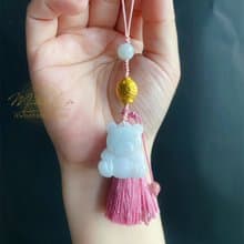 天然緬甸玉翡翠 可愛 小熊 小魚 設計款 包掛 手機掛 禮物