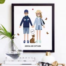 Personalised couple portrait. Cartoon full-body portrait. Printable file only.